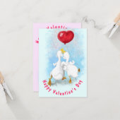 Valentijnsdag Kaart met paar eend liefde (Voorkant / Achterkant in situ)