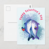 Valentijnsdag Kaart met Paar Shark Love Funny (Voorkant / Achterkant)