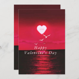 Valentijnsdag Kaart met Romantisch Zee Sunset