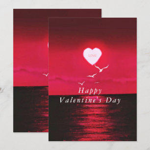 Valentijnsdag Kaart met Romantisch Zee Sunset