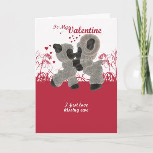 Valentijnsdag Kaart met Schattigee kussende schape