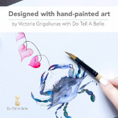 Valentijnsdag kaart met strand, blauwe krab en har