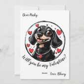 Valentijnsdag kaart met teckel (Achterkant)