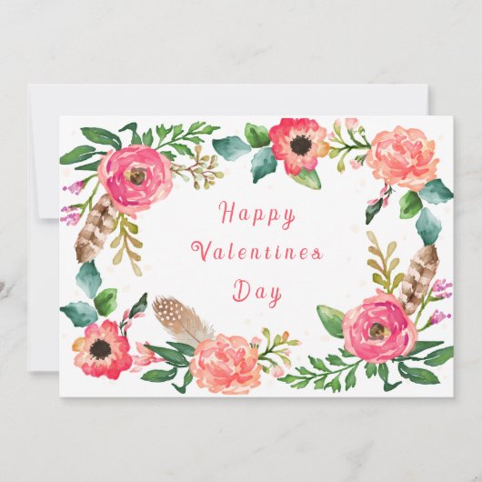 Valentijnsdag Kaart met Waterverf Bloemen (Voorkant)