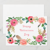 Valentijnsdag Kaart met Waterverf Bloemen (Voorkant / Achterkant)