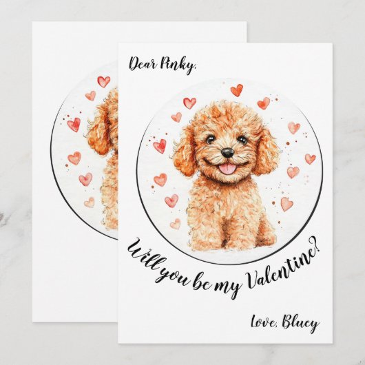  Valentijnsdag kaart Poedel (Voorkant / Achterkant)