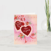  Valentijnsdag Kaart Red Hearts en muziek (Voorkant)