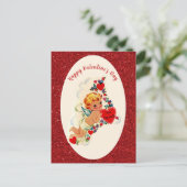  Valentijnsdag Kaart Rode Cupido Glitter (Staand voorkant)