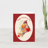  Valentijnsdag Kaart Rode Glitter Cupido (Voorkant)