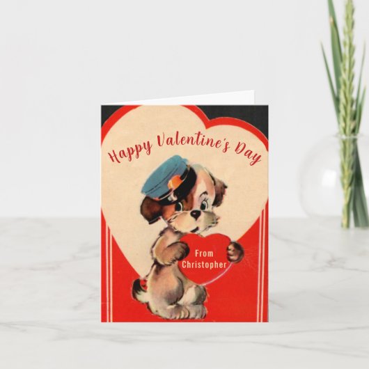  Valentijnsdag Kaart Rode Hond Harten (Voorkant)