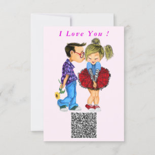 Valentijnsdag Kaart Romantic Couple QR Code Wish