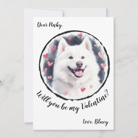  Valentijnsdag kaart Samoyed (Voorkant)