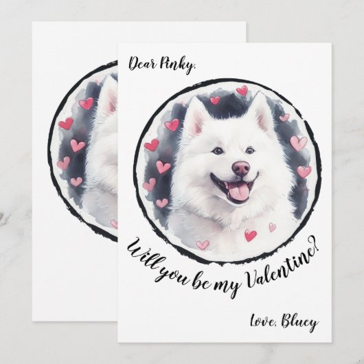 Valentijnsdag kaart Samoyed (Voorkant / Achterkant)