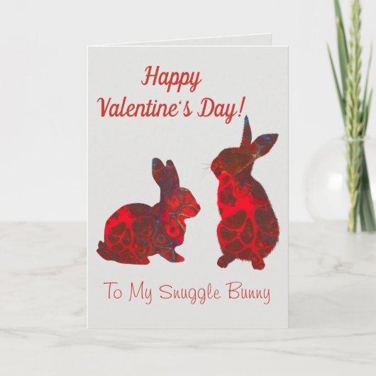 Valentijnsdag Kaart Snuggle Bunny Red Art (Voorkant)