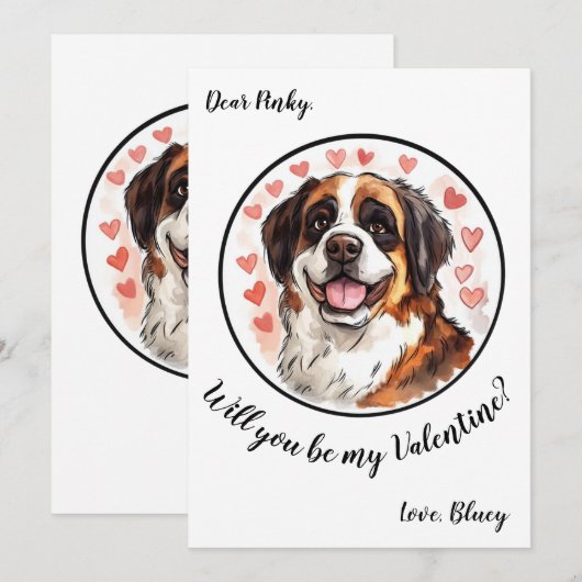 Valentijnsdag kaart St Bernard (Voorkant / Achterkant)