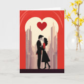 Valentijnsdag Kaart - Stedelijk Paar (Gele Bloem)