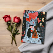 Valentijnsdag kaart - Stel wandelt in het park