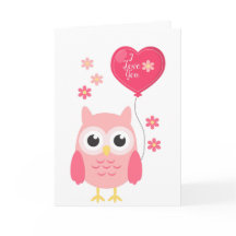 Valentijnsdag Kaart Stomme Roze Owl Ik hou van je