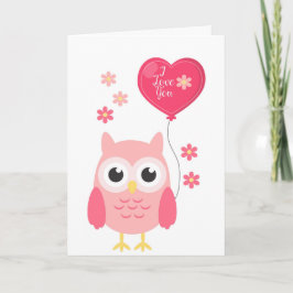 Valentijnsdag Kaart Stomme Roze Owl Ik hou van je