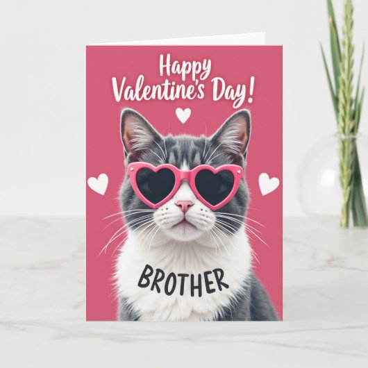 Valentijnsdag kaart van broer met kat (Voorkant)