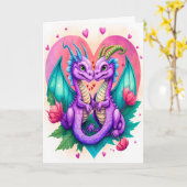 Valentijnsdag Kaart van Violet Dragon Couple (Gele Bloem)