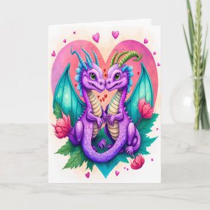 Valentijnsdag Kaart van Violet Dragon Couple