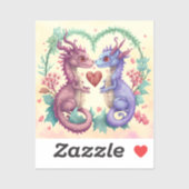 Valentijnsdag Kaart van Violet Dragon Couple Sticker (Vel)