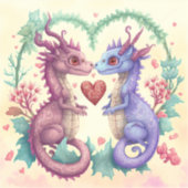 Valentijnsdag Kaart van Violet Dragon Couple Sticker (Voorkant)
