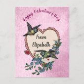  Valentijnsdag Kaart Vogelbloemen Hart (Voorkant)