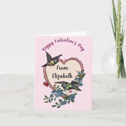  Valentijnsdag Kaart Vogelbloemen Hart (Voorkant)