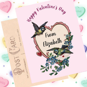 Valentijnsdag Kaart Vogelbloemen Hart