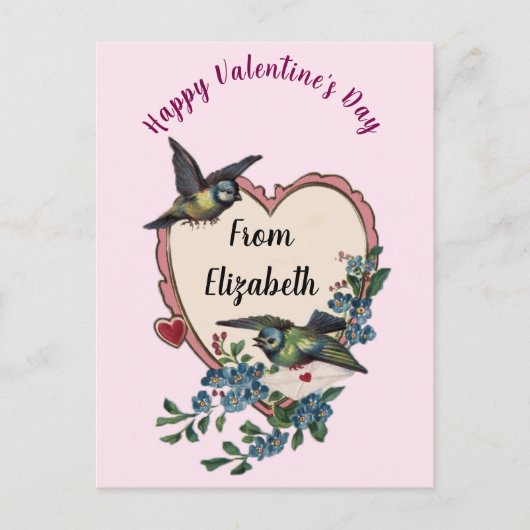  Valentijnsdag Kaart Vogelbloemen Hart (Voorkant)