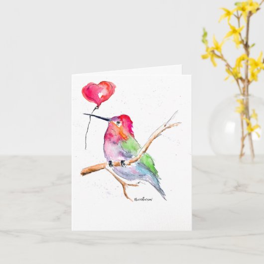 Valentijnsdag kaart "Vogelvogel uit liefde" (Gele Bloem)