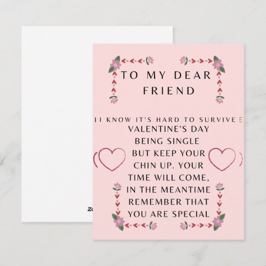 Valentijnsdag kaart voor een enkele vriend (Voorkant / Achterkant)