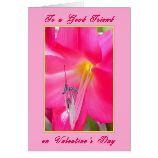 Valentijnsdag Kaart voor een Friend Pink Lily (Voorkant)