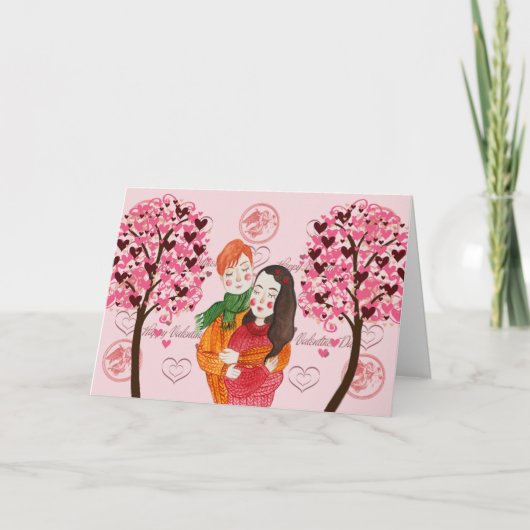 Valentijnsdag Kaart voor liefje met paar (Voorkant)