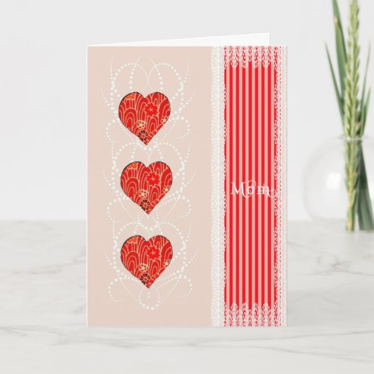 Valentijnsdag Kaart voor mam Hearts & Digital Lace (Voorkant)
