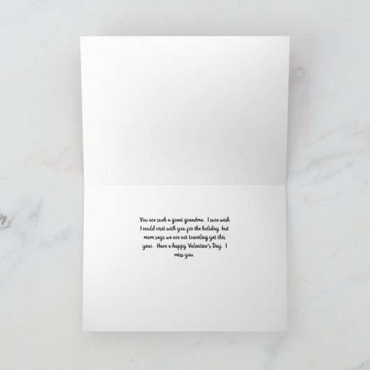 Valentijnsdag Kaart voor oma in het rood. (Binnen)