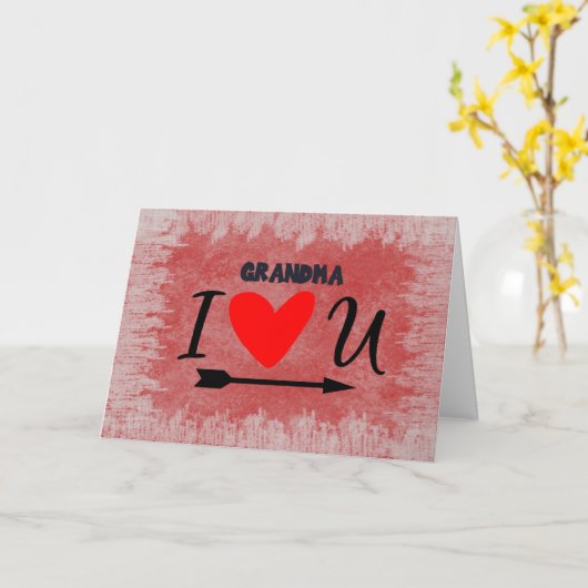 Valentijnsdag Kaart voor oma in het rood. (Gele Bloem)