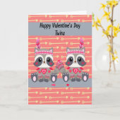 Valentijnsdag Kaart voor Twins met Raccoons (Gele Bloem)