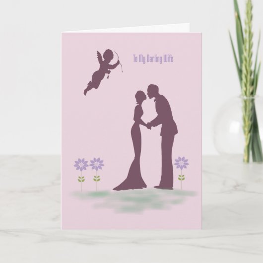 Valentijnsdag Kaart voor vrouw, Silhouette Couple (Voorkant)