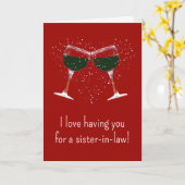 Valentijnsdag Kaart Zuster in Law Wine Fun (Gele Bloem)