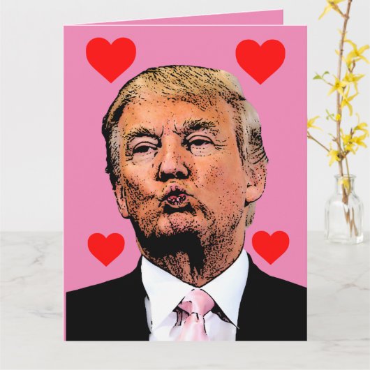 VALENTIJNSDAG KAARTEN MET DONALD TRUMP IN OVERGROO (Gele Bloem)