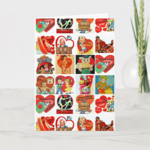 Valentijnsdag kaarten retro rood wit