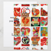 Valentijnsdag kaarten retro uitnodigingen (Voorkant / Achterkant)