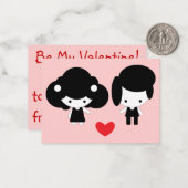 Valentijnsdag Kaarten voor kinderen Notitiekaartje (Voorkant / Achterkant in situ)