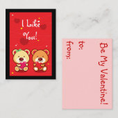 Valentijnsdag Kaarten voor kinderen Notitiekaartje (Voorkant / Achterkant)