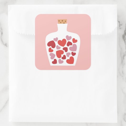 Valentijnsdag kaartontwerp vierkante sticker (Tas)