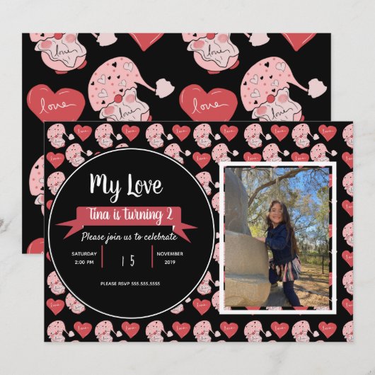 Valentijnsdag Kabouter Doodle Kinderfeestje Foto U Kaart (Voorkant / Achterkant)