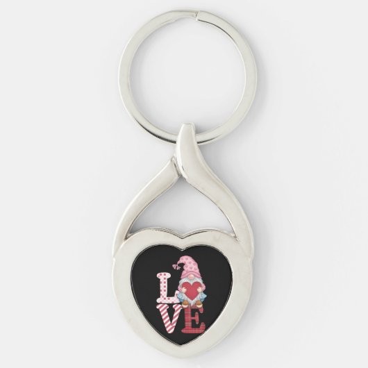 Valentijnsdag Kabouter Liefdes Koppel Cadeaus voor Sleutelhanger (Voorkant)